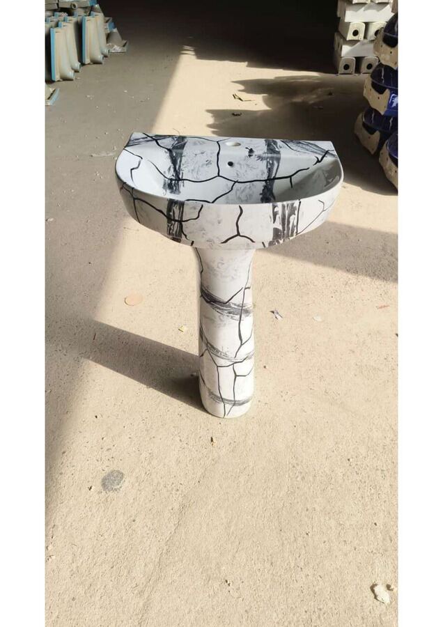 Marble finish pedestal basin in stock
